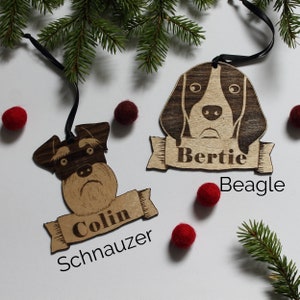 Personalized Dog Christmas Decoration: Laser Etched Birch Ply Ornament