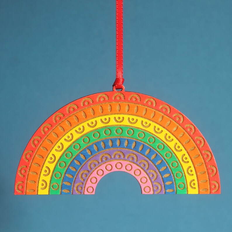 Wooden Rainbow Folk Art Decoration image 5