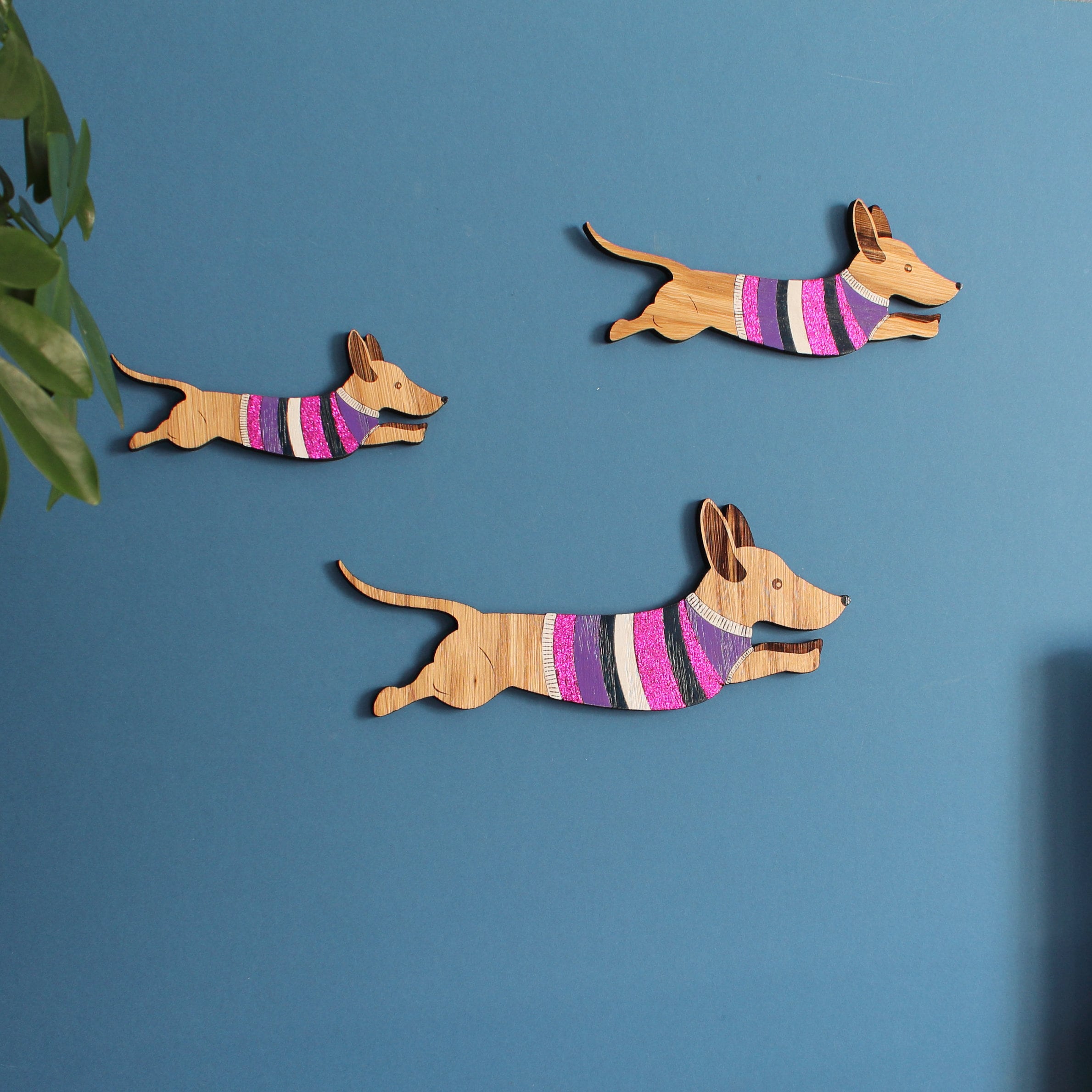 Jumping Sausage Dogs Wall Hanging Available Individually or Etsy