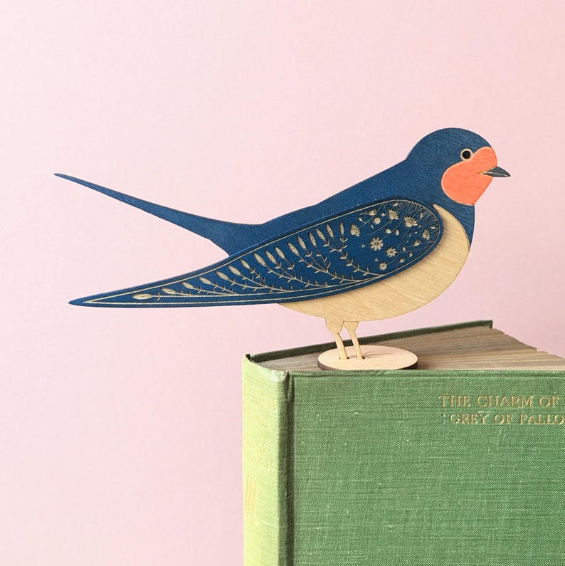 Standing Wooden Barn Swallow Decoration Ornament - Etsy