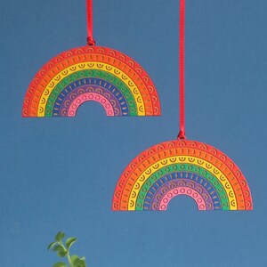 Wooden Rainbow Folk Art Decoration image 2