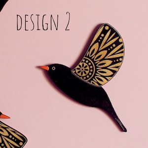 Folk Art Wooden Blackbirds Wall decor Hangings Design 2