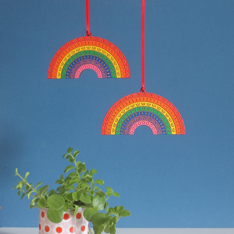 Wooden Rainbow Folk Art Decoration image 1