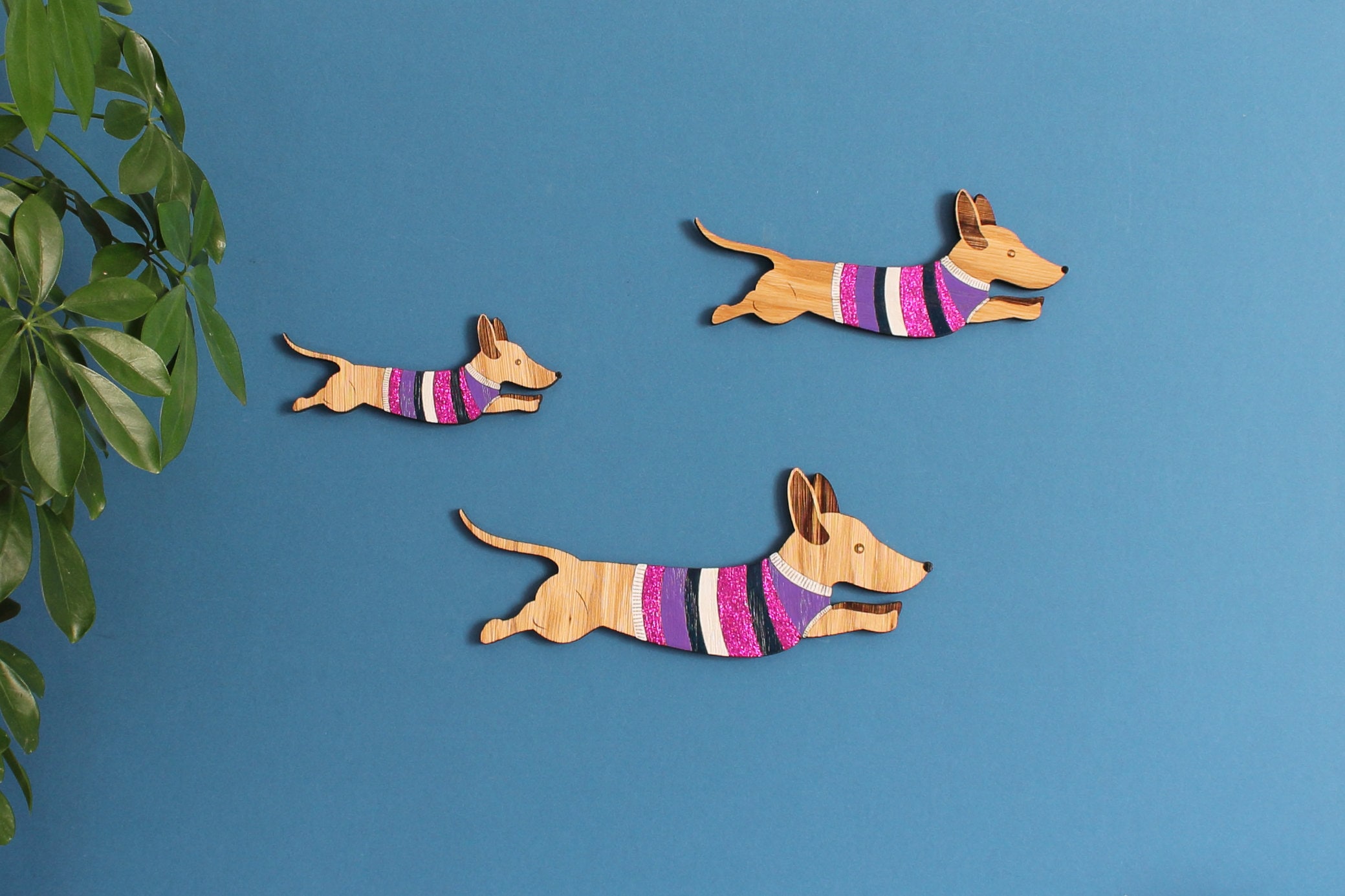 Jumping Sausage Dogs Wall Hanging Available Individually or Etsy