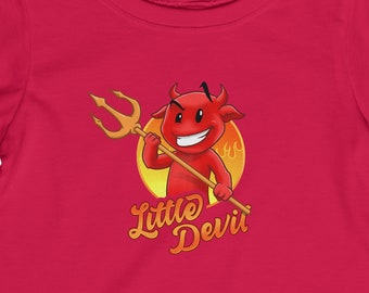 Infant funny devil tshirt, Fine Jersey Tee, parenting satan shirt for cheeky kids