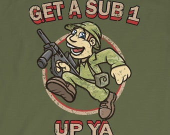 Pegue um sub 1 em sua camiseta. Camiseta Softstyle unissex do exército. Camiseta engraçada com humor de escritório.