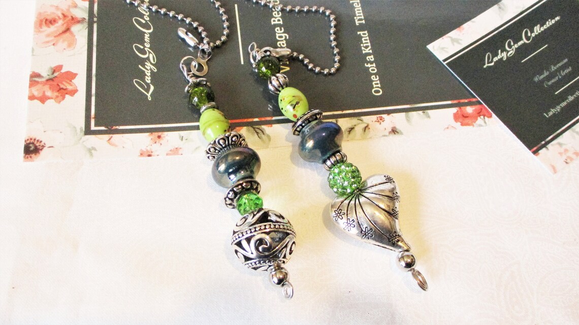 Fan Chain Pull Decor Ceiling Fan Ornament OOAK Vintage Beads Etsy