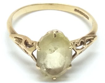 Ring Size L Vintage /& Pre Owned Rings Green Peridot Jewellery Peridot Diamond Ring 9ct Yellow Gold Full Hallmarks Peridot Dress Rings
