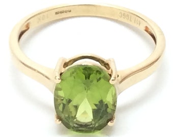 Ring Size L Vintage /& Pre Owned Rings Green Peridot Jewellery Peridot Diamond Ring 9ct Yellow Gold Full Hallmarks Peridot Dress Rings