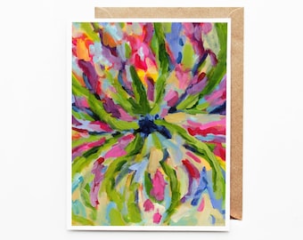 Floral abstract note cards, blank note cards, note card set, floral note cards, Eight note cards with envelopes, floral note card set