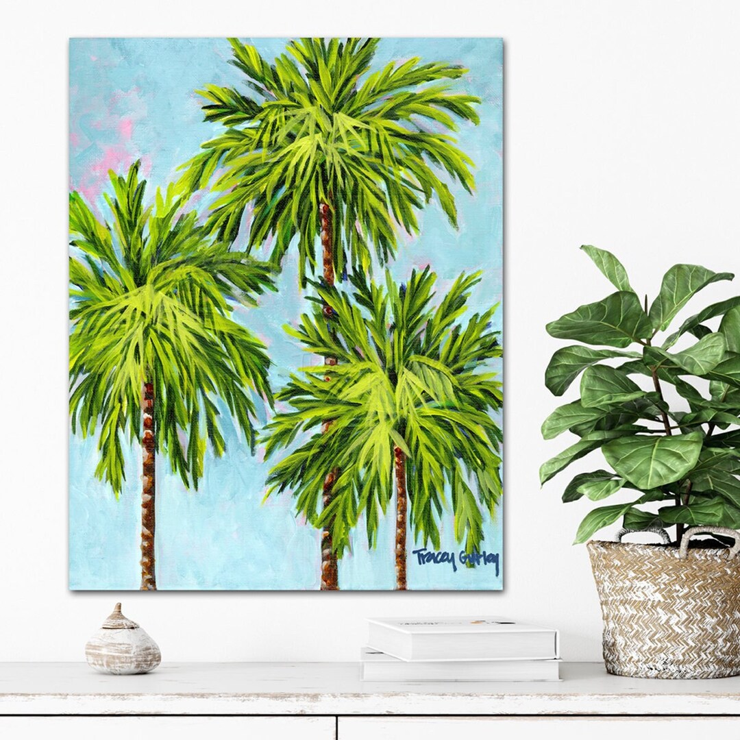 Palm Tree Original Painting on Canvas Palm Tree Wall Decor Etsy