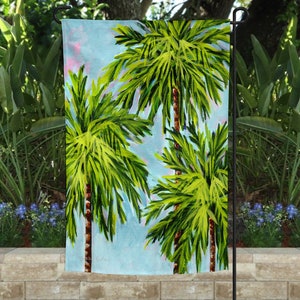 Palm tree garden flag, tropical garden flag, garden decor, unique garden flags