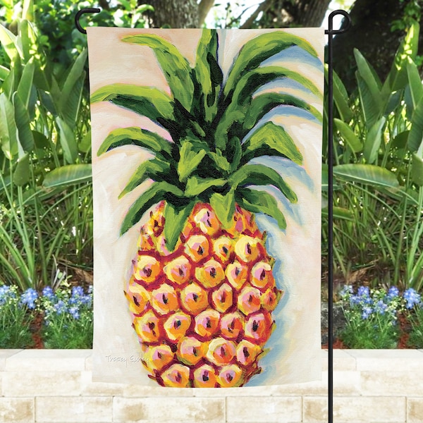 Pineapple garden flag, pineapple garden decor, garden decor, home and garden, pineapple, original art, unique garden flags