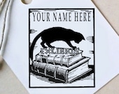 Custom Ex Libris Stamp, Custom Printing Press Bookplate, Personalizable Library Stamp, Custom Gift Stamp, CAT, Margot -1709240620