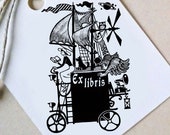 Custom Ex Libris Stamp, Custom Printing Press Bookplate, Personalizable Library Stamp, , THE TIME MACHINE Female version, 190108092020