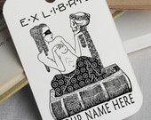 Custom Ex Libris Stamp, Custom Printing Press Bookplate, Personalizable Library Stamp, Custom Gift Stamp, SKULL IN HAND -1950281020