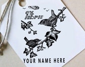 Custom Ex Libris Stamp, Custom Printing Press Bookplate, Personalizable Library Stamp, Custom Gift Stamp, Birds, Sparrows,-0033300320