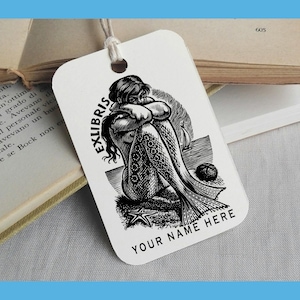 Timbre Ex Libris personnalisé, ex-libris de presse à imprimer personnalisé, timbre de bibliothèque personnalisable, timbre cadeau personnalisé, SIRÈNE -0019030420