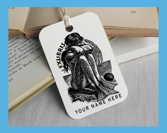 Sello Ex Libris personalizado, placa de libro de imprenta personalizada, sello de biblioteca personalizable, sello de regalo personalizado, SIRENA -0019030420