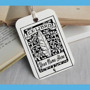 Custom Ex Libris Stamp, Custom Printing Press Bookplate, Personalizable Library Stamp, Custom Gift Stamp,Calamus, goose faather -2335190420