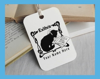 Custom Ex Libris Stamp, Custom Printing Press Bookplate, Personalizable Library Stamp, Custom Gift Stamp, CAT, -0242080420