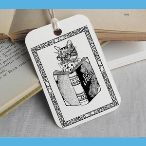 Custom Ex Libris Stamp, Custom Printing Press Bookplate, Personalizable Library Stamp, Custom Gift Stamp, Cat reads book, -2240151219