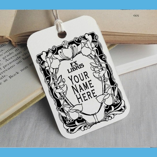 Custom Ex Libris Stamp, Custom Printing Press Bookplate, Personalizable Library Stamp, Custom Gift Stamp, Liberty Frame - 1801251021