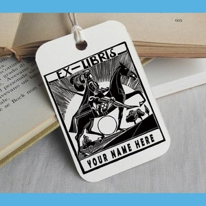 Custom Ex Libris Stamp, Custom Printing Press Bookplate, Personalizable Library Stamp, Custom Gift Stamp, KNIGHT ON HORSEBACK, -2025090220