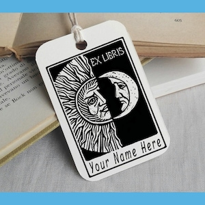 Custom Ex Libris Stamp Custom Printing Press Bookplate Personalizable Library Stamp Regalo compleanno, Sole Luna  - 2333170523