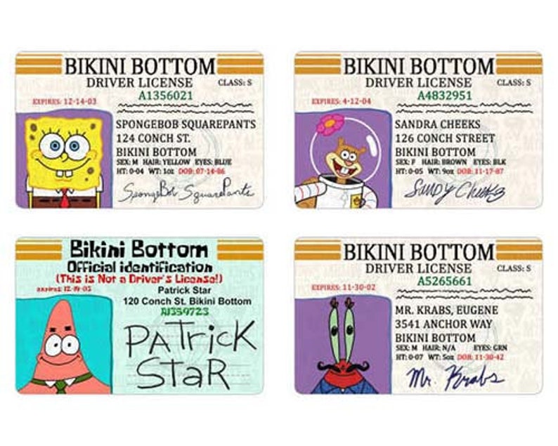 SpongeBob SquarePants ID Card | Etsy