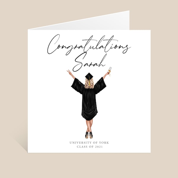 Graduation Card, Personalised Graduation Card, Graduation Card for Her, Congratulations Card, Grad Card, University Leavers Card, Custom