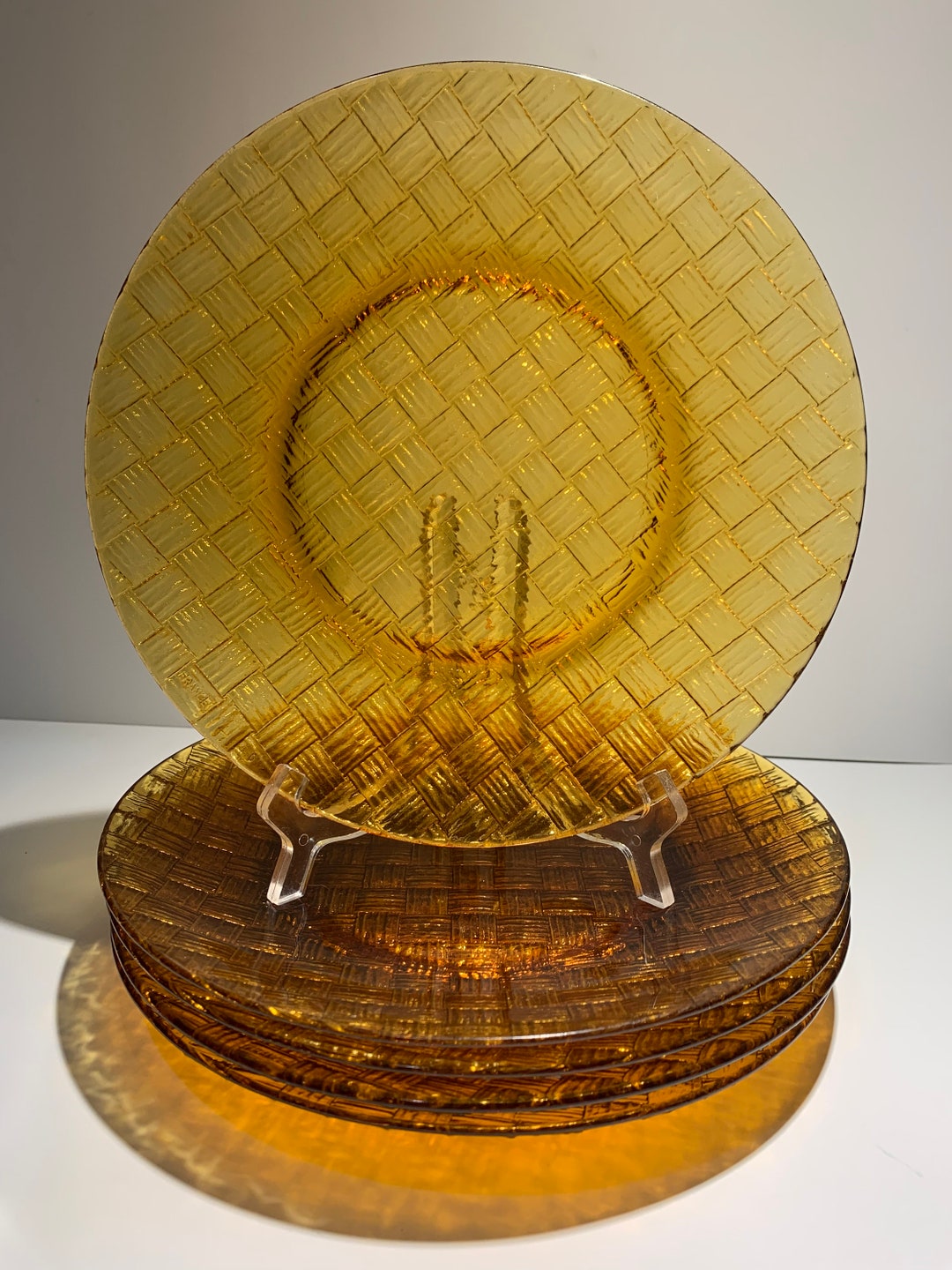 Amber Glass Plates Etsy