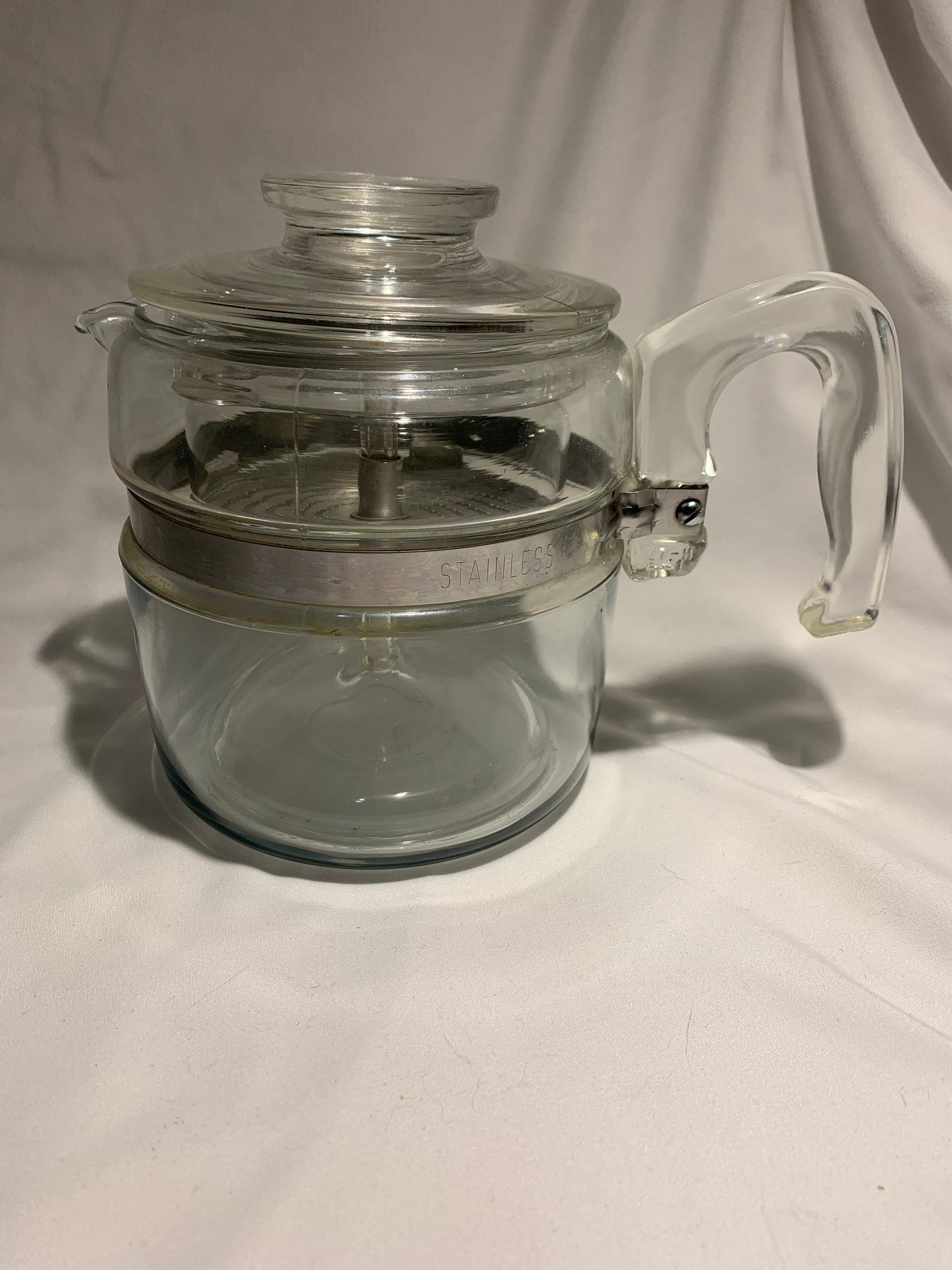 Pyrex Glass Percolator 6 Cup Capacity 7756-B Complete with Heat Spreader  Retro!
