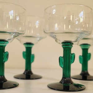 Saguaro Cactus Margarita Glasses - Vintage Libbey - set of 4