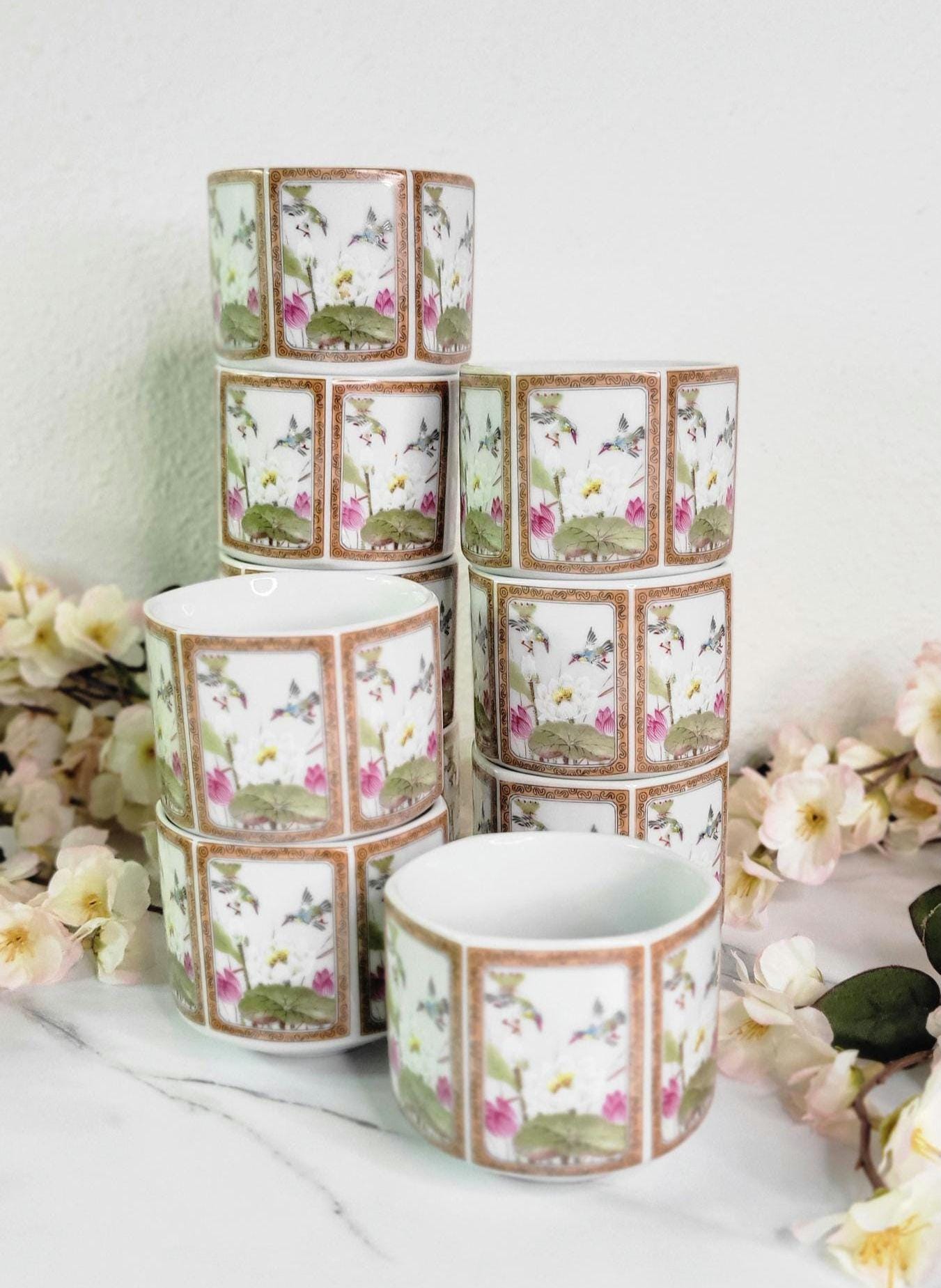 Vintage Toyo Japan Hexagonal Teacups - 