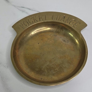 Vintage Brass Pocket Change Dish - 5.75"