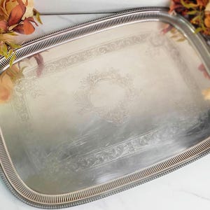 RARE Antique Birks-Ellis Regency Plate Silverplated Serving Tray - 29&quot;