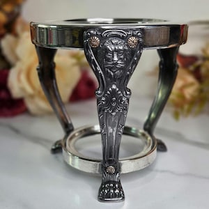 Vintage Silverplate Lion's Head Stand - Home Decor/Dish Warmer - 6.5"