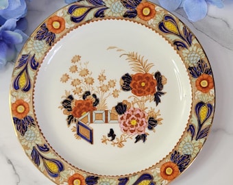 Antique 9" Luncheon Plate - "Wincanton" Blue and Rust - Woods Ware by WOOD & SONS