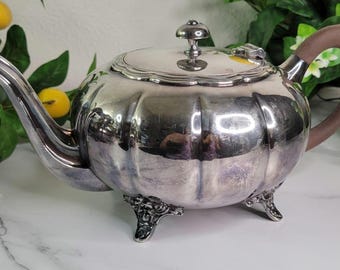 Vintage Victorian Plate Silverplate Teapot - Pumpkin Shaped - 5"