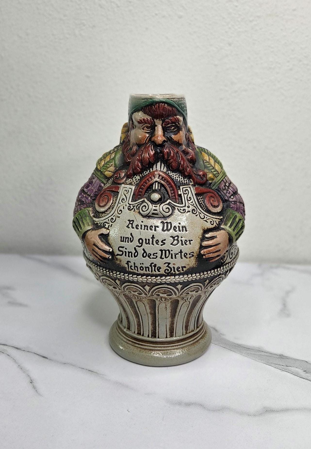 Vintage Gerz Figural Beer Pitcher - Reiner Wein Und Gutes Bier