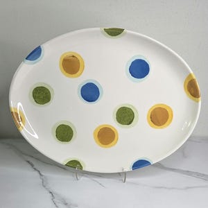 Rare Vintage Crate and Barrel Oval "Polka Dot" Serving Platter - Designed by B. Eigen - Made in Portugal - 16.5"