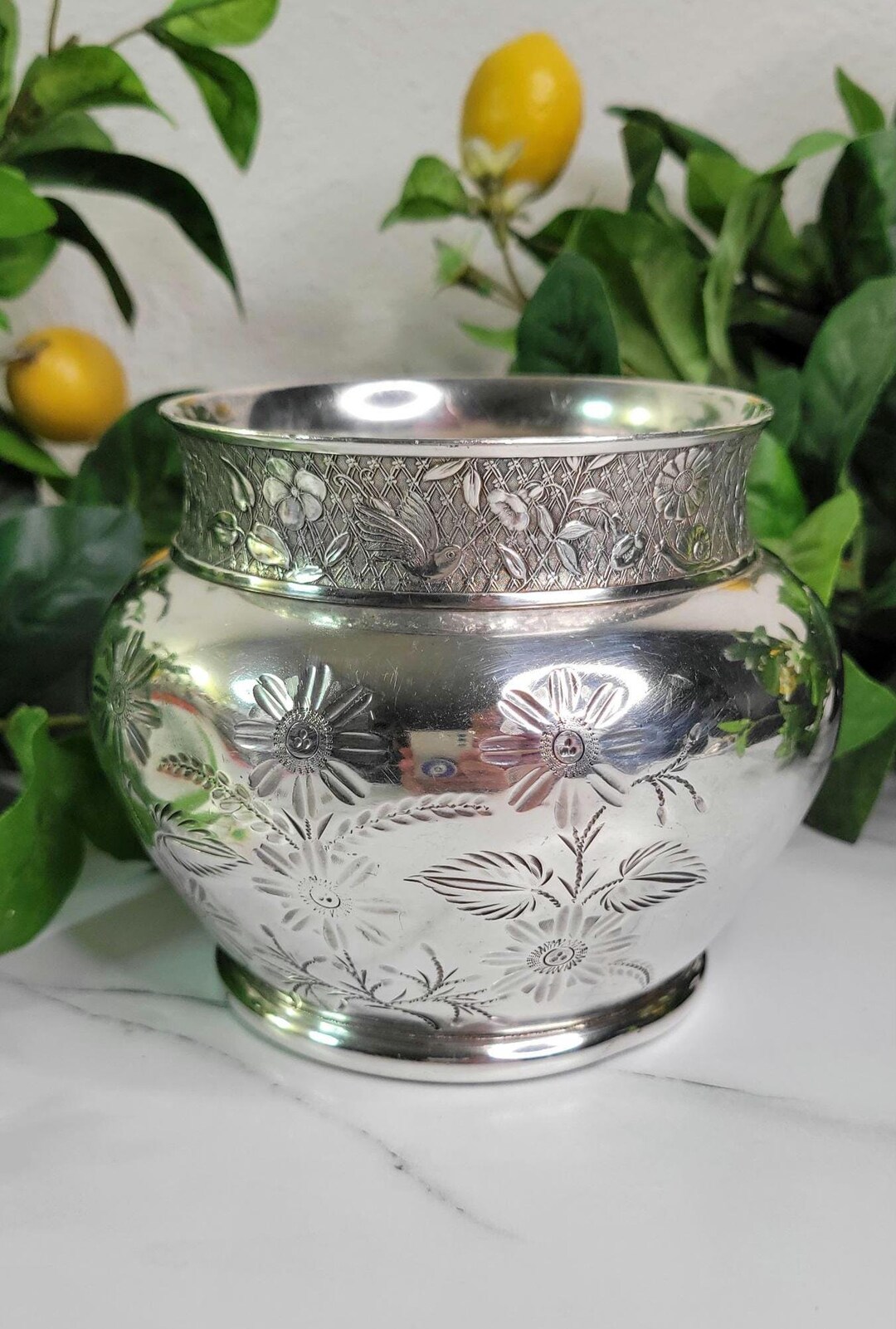 Antique Etched Silverplate Vessel - Aurora SP Mfg Co - Warranted ...