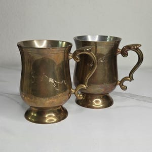 Vintage Trident Imports Brass Shell Tankards - Made in India - Set of 2 - 5"
