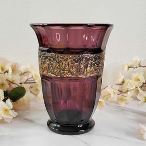 Vintage Art Deco Amethyst Glass Vase - by August Walther & Söhne - Made in Germany - 1930&#39;s