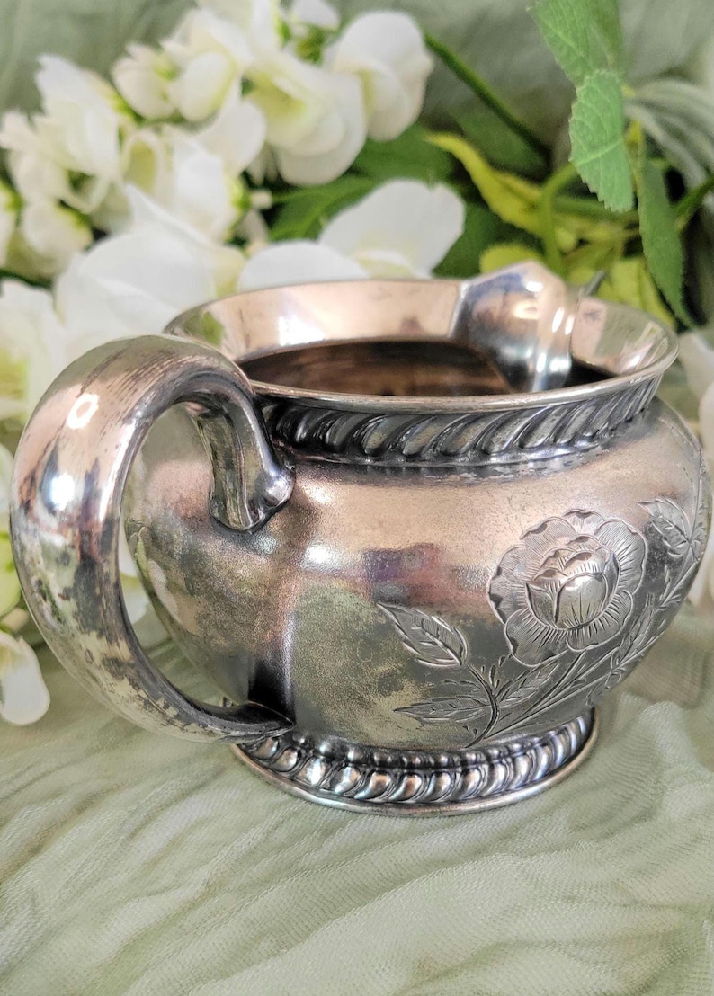 Antique Quadruple Silverplate Creamer - Wilcox Co. Repousse Victorian - 3" image 5