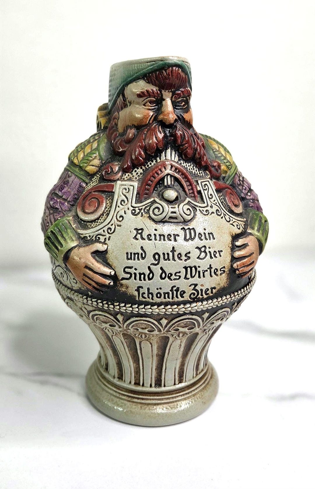 Vintage Gerz Figural Beer Pitcher - Reiner Wein Und Gutes Bier