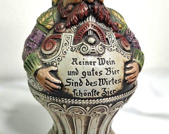 西ドイツ時代のアーティスト・グラスVera Walther : ミニチュア４点 Vintage Gerz Figural Beer Pitcher - Reiner Wein Und Gutes Bier