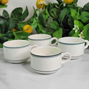Villeroy and Boch Espresso Cups - &quot;Luxembourg&quot; - Set of 4 - Green and White - Stackable