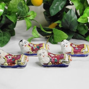 Rare Antique Chinese Porcelain Pillow Baby Figurines - Knife/Chopstick Rests - Set of 4 - Early 1920s
